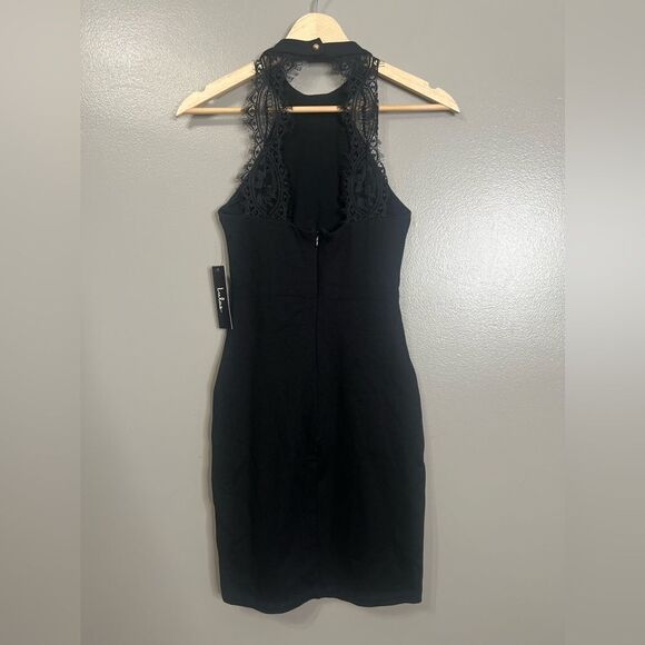 Lulus Endlessly Alluring Black Lace Bodycon Dress small Lbd cocktail mob wife - Picture 3 of 10